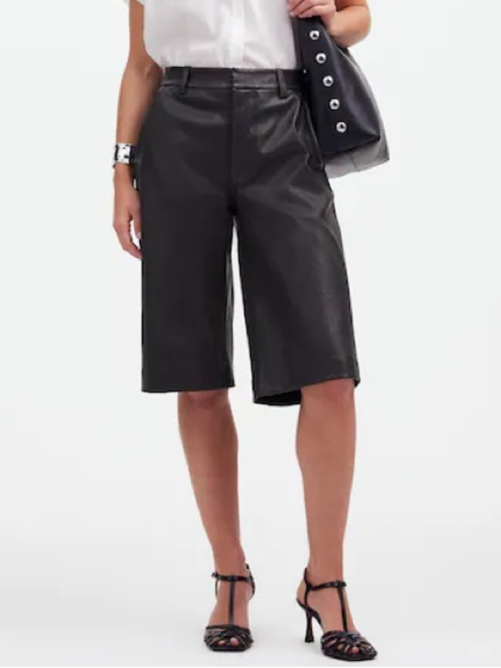 Madewell Black Leather Bermuda Shorts